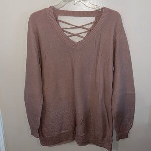 Torrid size 2X long sleeve sweater, latticed back, rose gold